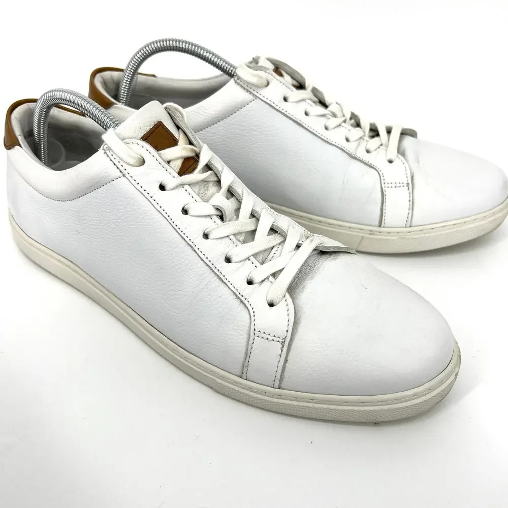 Allen Edmonds Mens White Leather Courtside Sneakers Shoes Size 12 D